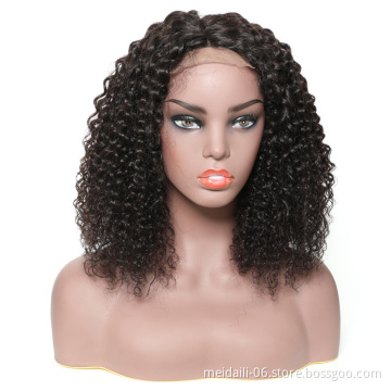 kinky curly human hair wig with closure lace closure wig